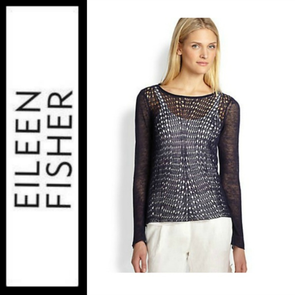 Eileen Fisher Organic Linen Wave Top NWT $158